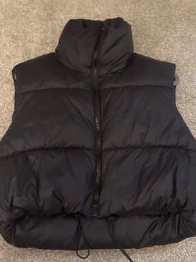 Women's Black Puffer Vest with High Collar - Unbranded